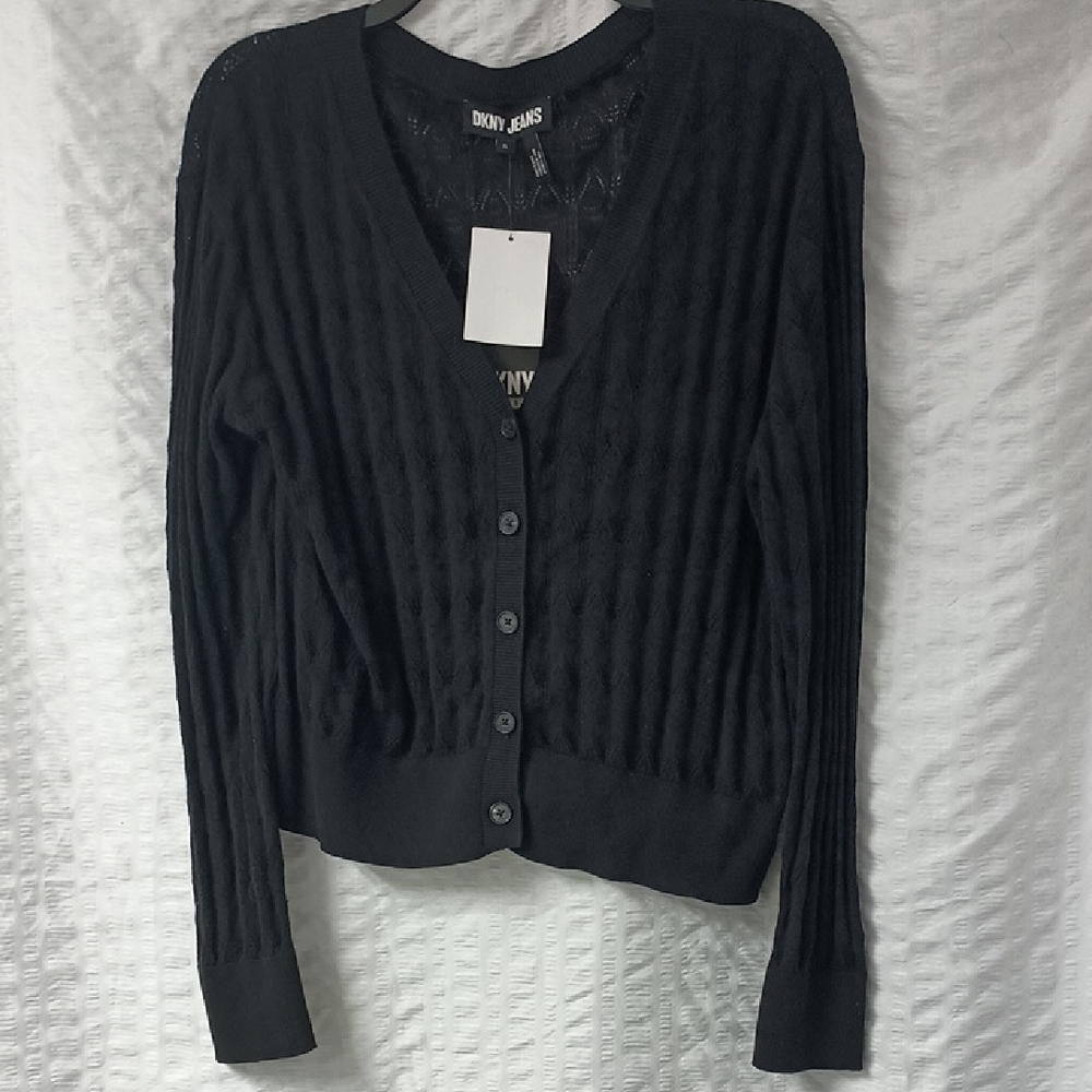 DKNY Jeans Pointelle V-neck Cardigan XL